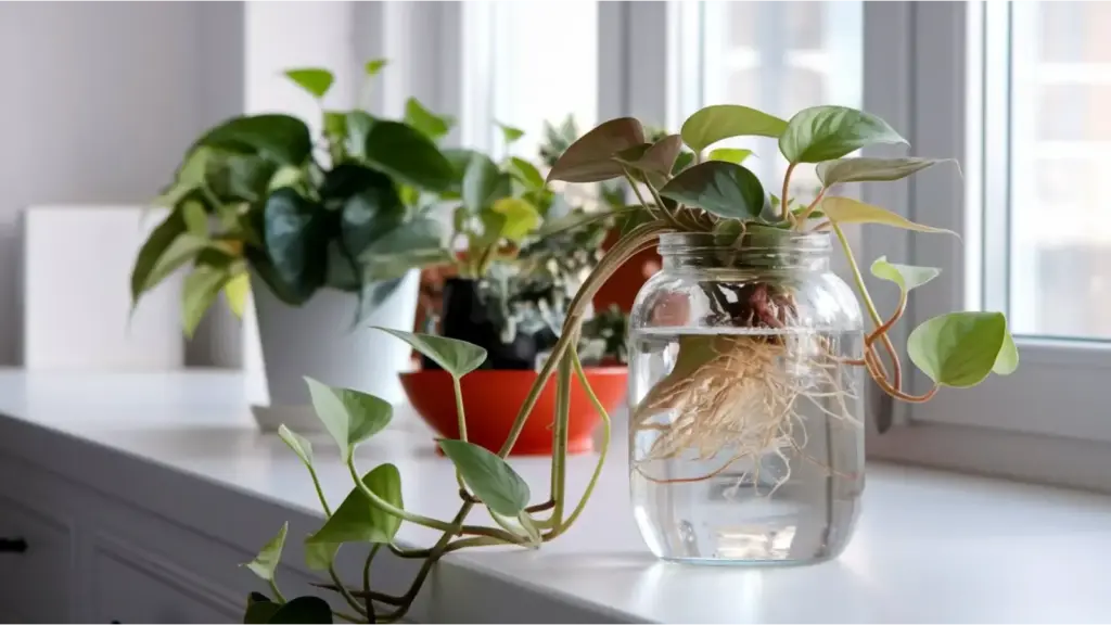 pothos in a water plants indoor